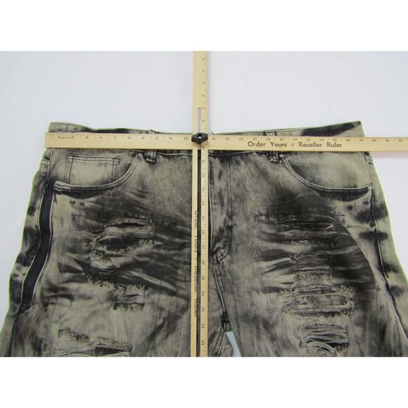 Road Narrows Black Tie Dye Distressed Denim Jeans Mens sz 46"x32 Acid Washed - Picture 9 of 12
